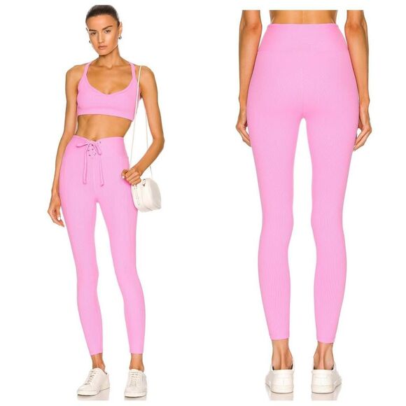 NWOT YEAR OF OURS Ribbed Football Legging Sz L Pink - Picture 1 of 10